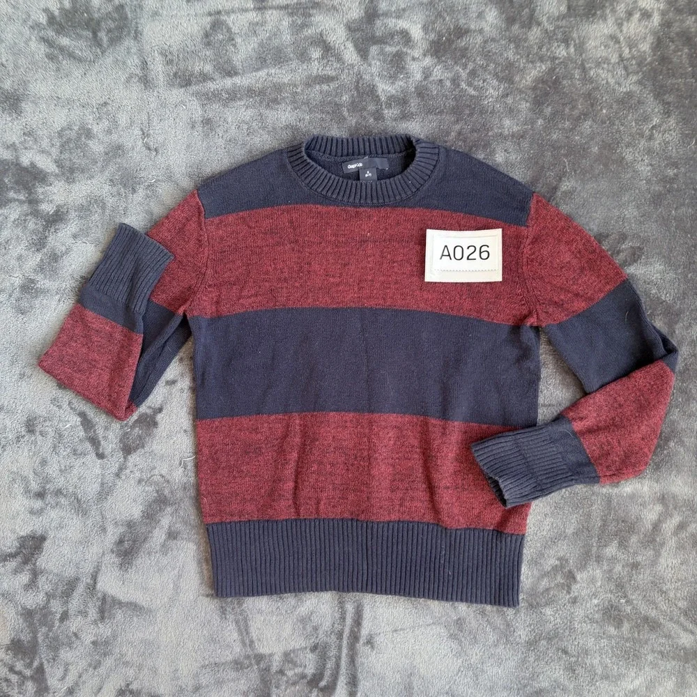 Gap Kids Striped Crew Neck Sweater Boys Navy Red Size S 6 7 Knit Pullover Casual